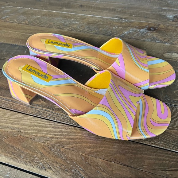 Larroude Brigitte Acqua Wave print mules - Picture 5 of 9